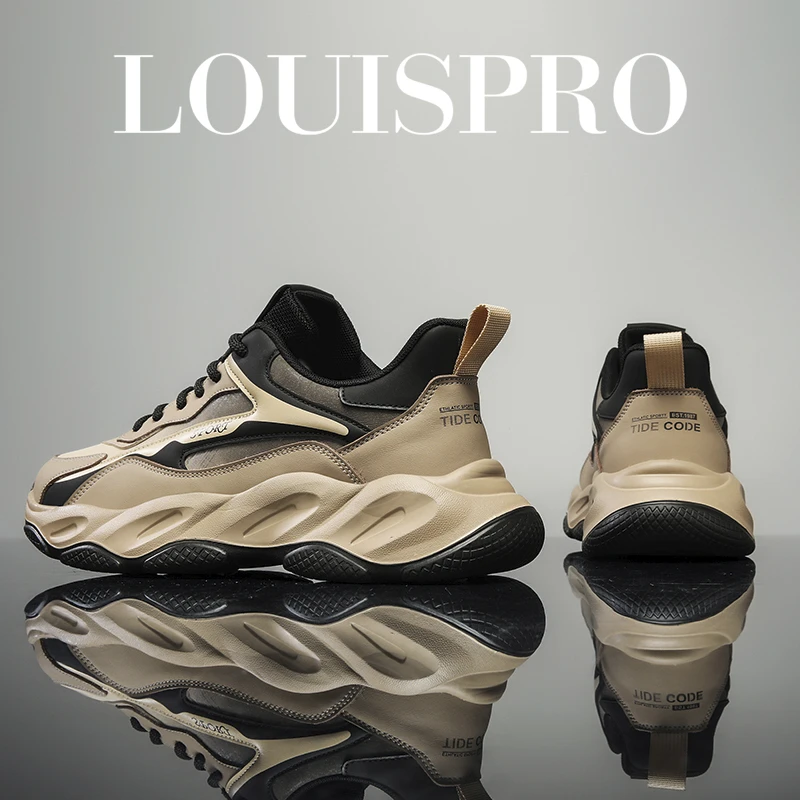 【LOUISPRO甄选】男鞋秋冬新款厚底休闲鞋运动鞋软底软面舒适增高鞋