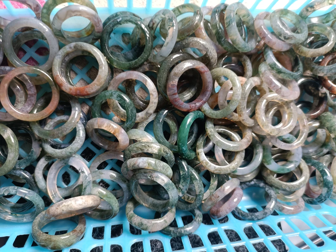 天然水草玛瑙指环随机发货10个