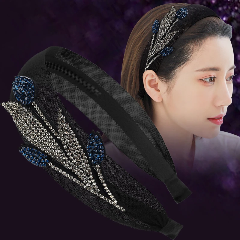 水钻发箍女洗脸防滑压发宽边头箍百搭成年发卡子简约花朵发捆头饰