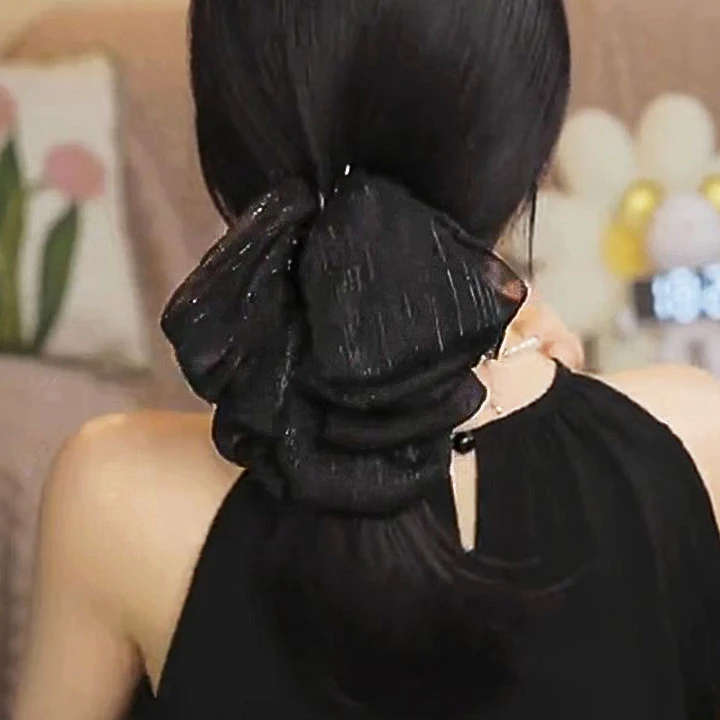 布艺盘发马尾抓夹女蓬松显发量蝴蝶结发抓高级感鲨鱼夹后脑勺发卡