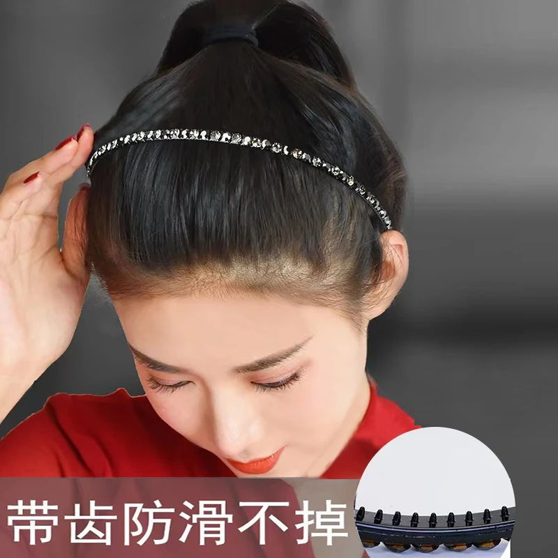 水钻发箍细边带齿防滑压发洗脸头箍简约网红外出碎发发捆发卡头饰