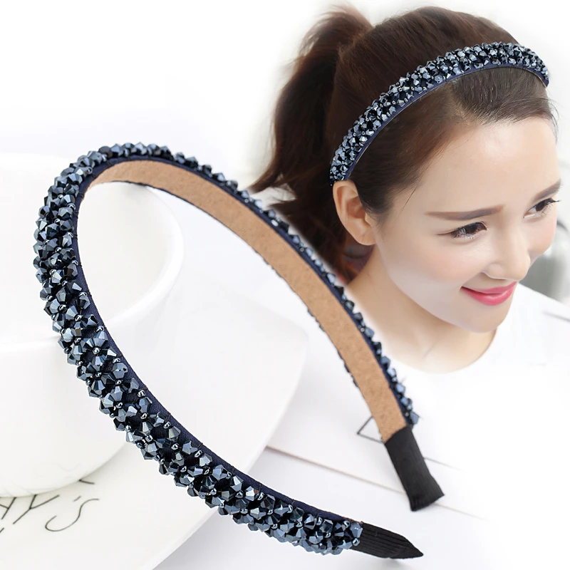 细发箍女简约百搭气质黑色镶钻发窟水晶头箍外出发卡压发头饰发饰