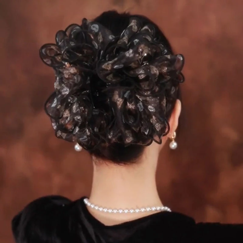 新款后脑勺蝴蝶结抓夹女布艺蓬松显发量气质发抓高端头饰发卡发夹