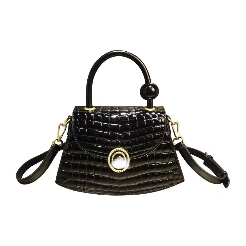 高级斜挎包女2024新款鳄鱼纹设计感小众百搭扇形单肩手提包包