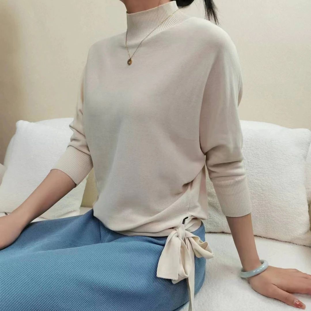 slomsin/新珑新高级感七分袖针织衫春夏季女装显瘦上衣19310204