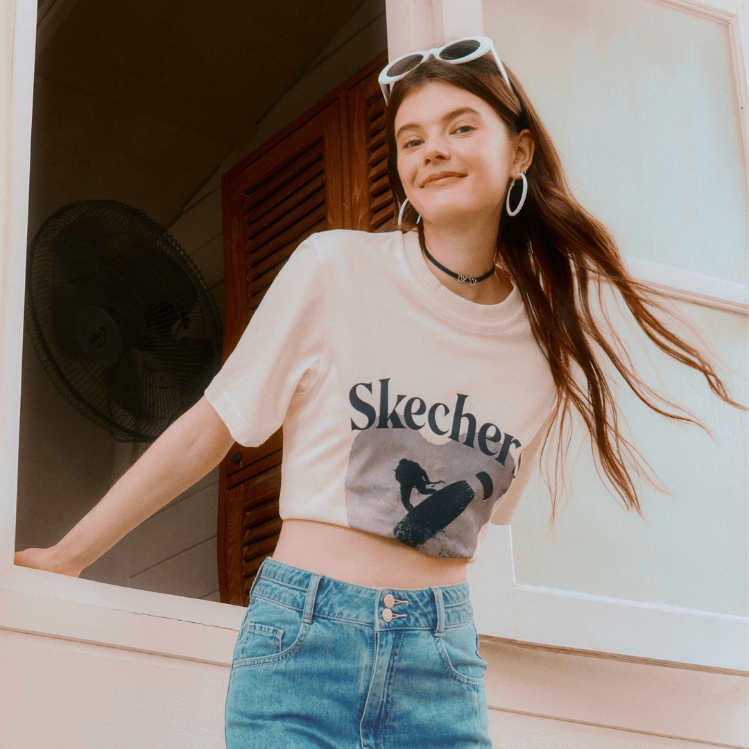 斯凯奇(SKECHERS)夏男女款圆领短袖T恤透气纯棉运动服