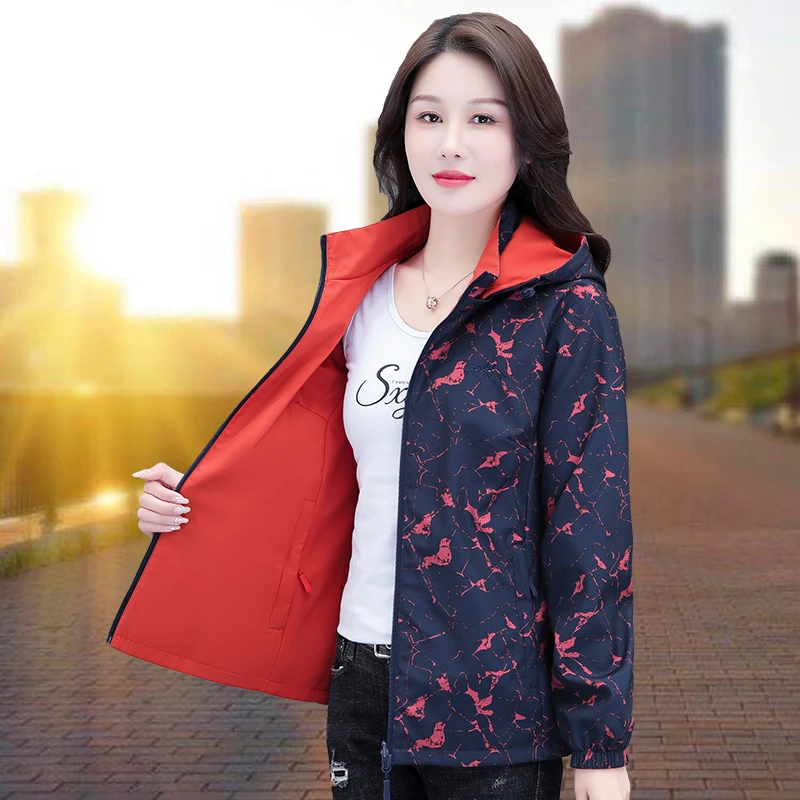 时尚洋气两面穿短外套2025春秋季新百搭款中年妈妈显瘦夹克外套