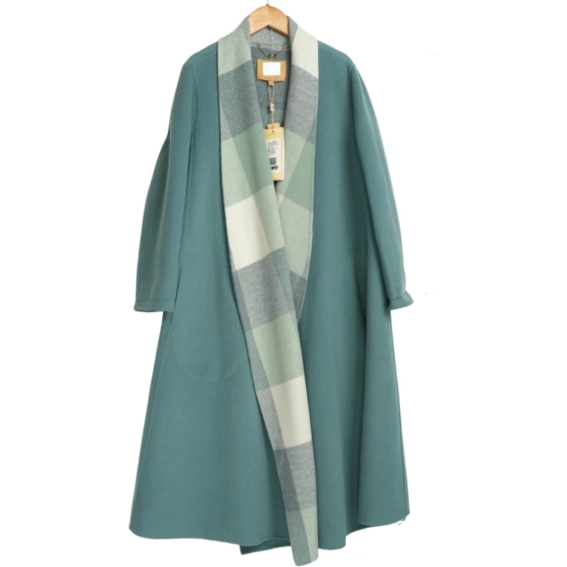 【某来】折扣女装新款洋气通勤百搭时尚女蓝绿色大衣-33399