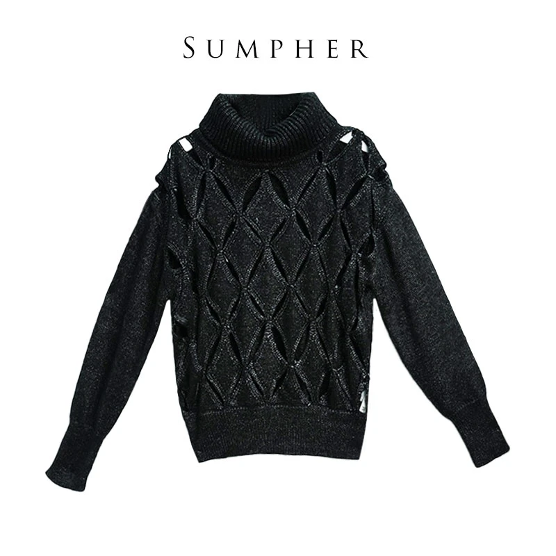 A某M品牌2024春秋折扣时尚百搭高端气质女士黑色毛衫上衣-10270