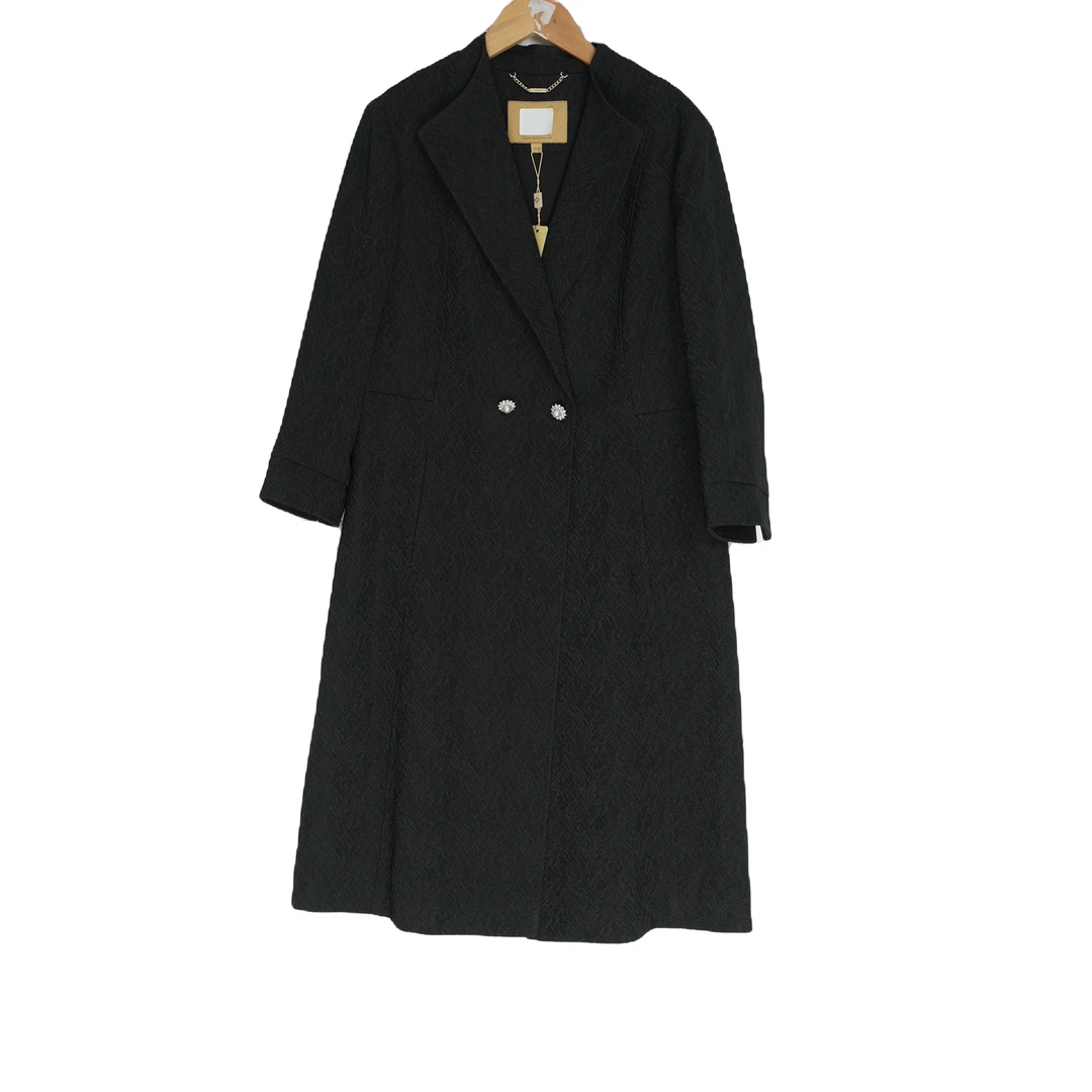 【某来】2024冬专柜折扣精选品牌女装高端气质时尚黑色风衣-21035