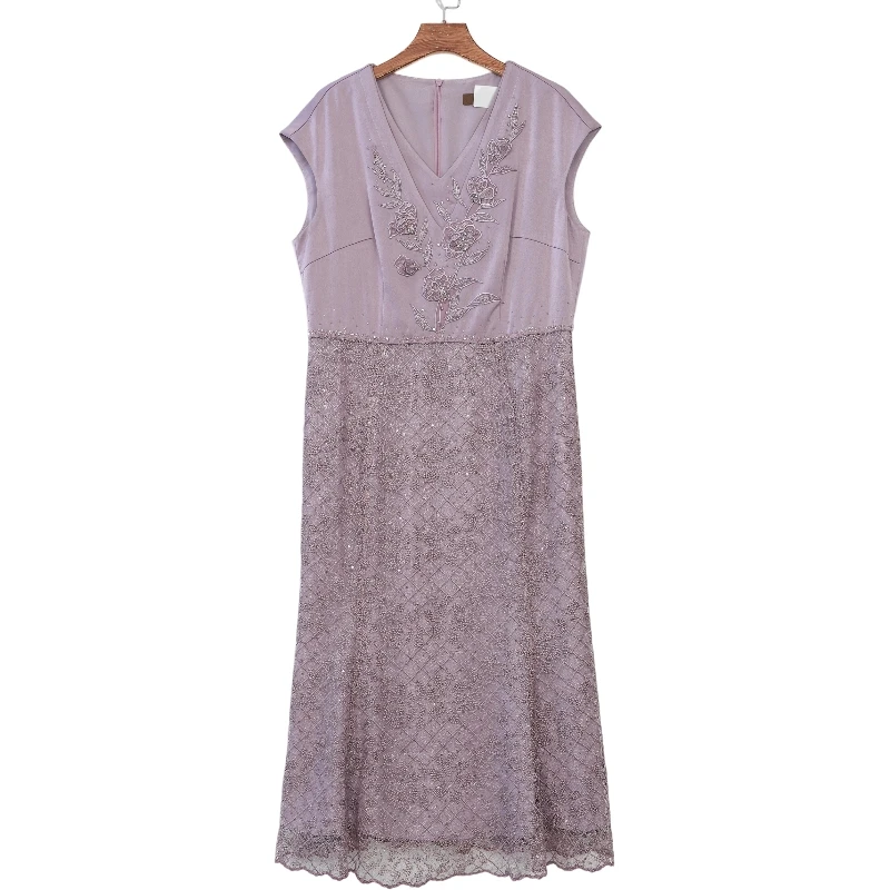 MT姿女装新款洋气通勤浅紫女连衣裙-12905