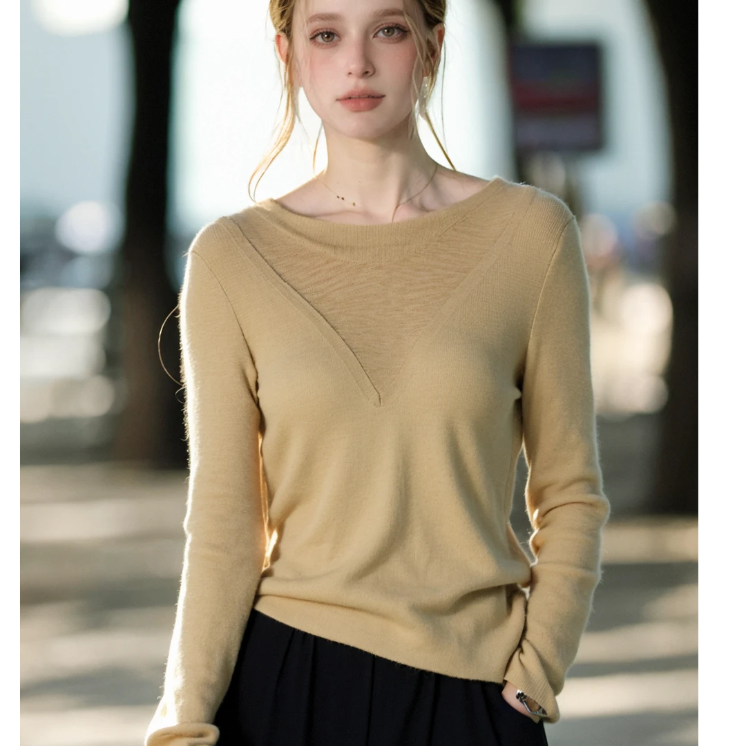 华人某杰精选女装新款洋气休闲女士杏色上衣-4390