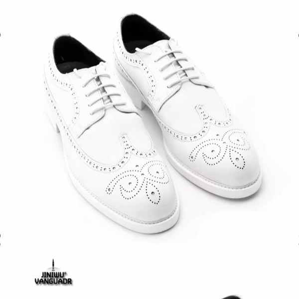 JINIW吾倪季2025白色皮鞋德比雕花小白鞋男鞋牛皮系带百搭皮鞋
