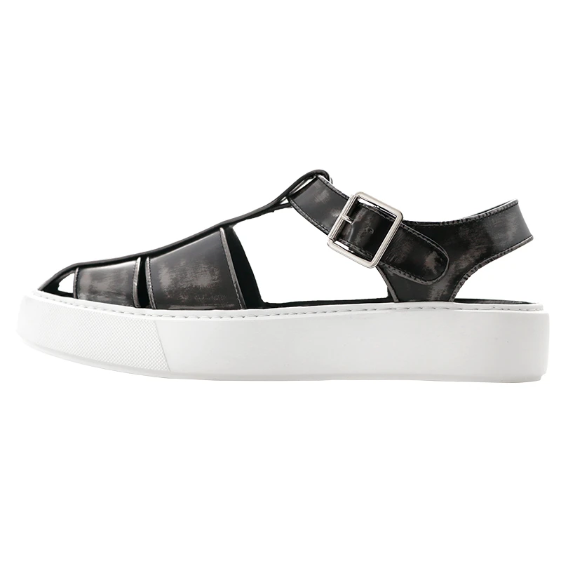 JINIWU吾倪季2025复古凉鞋头层牛皮罗马凉鞋TCR百搭街头欧美潮流