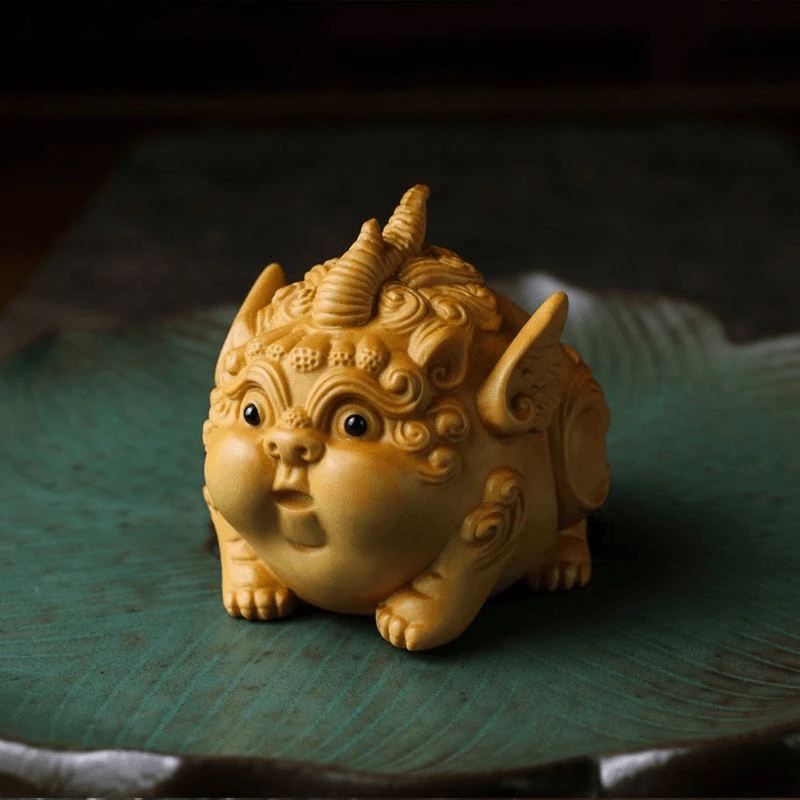 黄杨木雕可爱貔貅招财聚财手把件摆件3CM