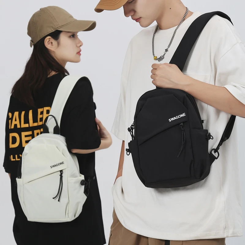 SWAGONE休闲简约日系单肩斜挎包尼龙纯色马卡龙ins风包包男女同款