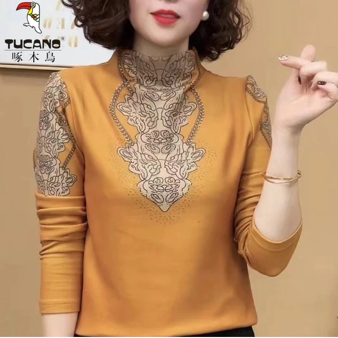 啄木鸟2024秋冬季新款时尚半高领气质百搭长袖减龄打底衫上衣