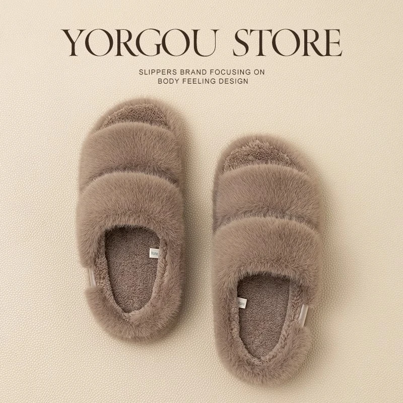 远港2025新款艾草拖鞋女秋冬季防滑室内居家毛绒保暖外穿牛筋底