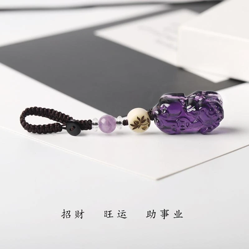 紫水貔貅吊坠挂坠汽车钥匙扣挂件手机链女包包挂简约