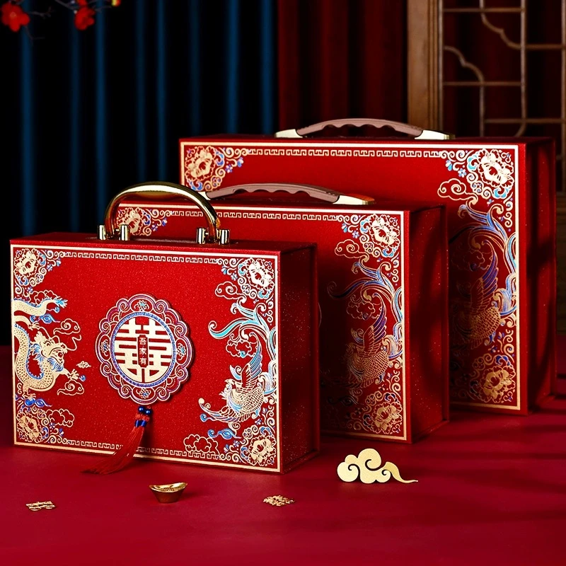 彩礼钱盒子订婚礼金盒提亲彩礼箱聘礼礼金箱结婚用品大全10万箱子