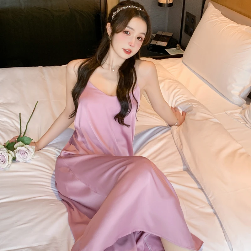 冰雪丝春夏睡衣女士吊带无袖夏季2024性感纯欲长款韩版薄款家居服