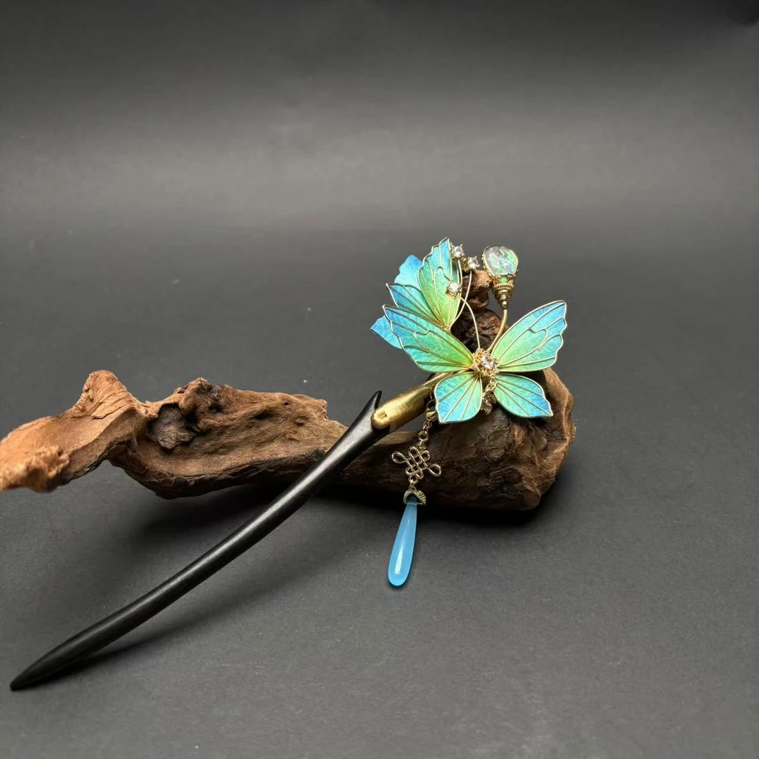 【星河入梦】手工绒花蝴蝶发簪古风复古气质日常百搭