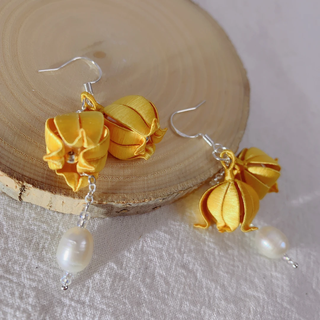 非金属布艺耳饰 清素缠花双铃兰耳环古风可爱日常（使用后不可退）