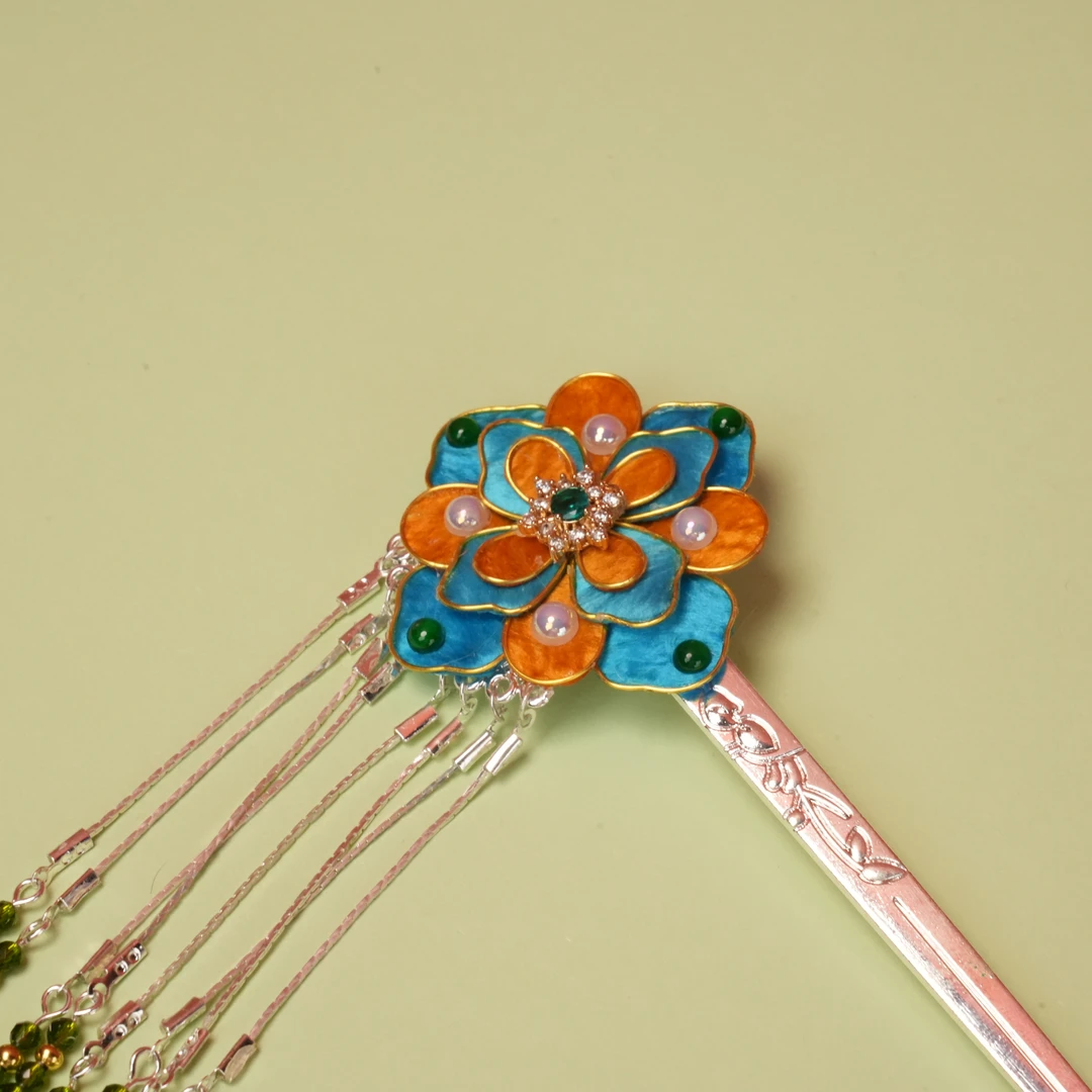 非遗绒花纯手工桑蚕丝唐风敦煌宝相花发簪古风发簪发簪百搭复古