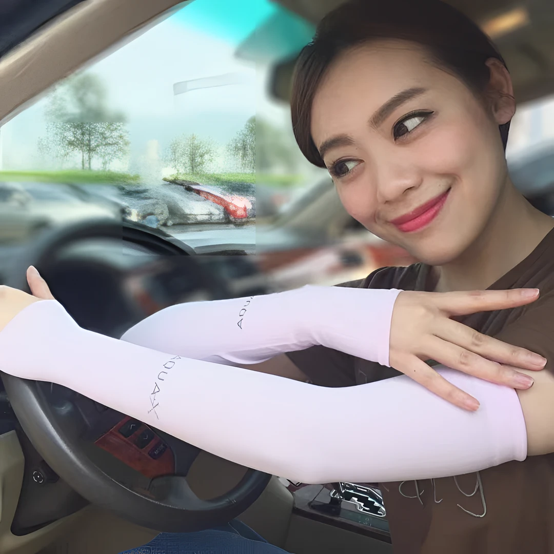 户外运动冰丝防晒套袖男款夏季冰爽袖套薄长款护臂女开车手套袖子