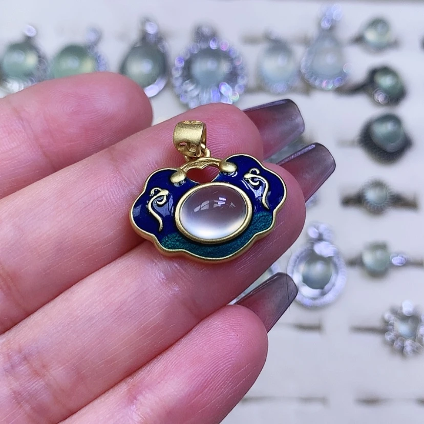 【闪购商品】蛇纹石玉吊坠银S925镶嵌