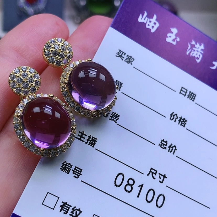 【闪购商品】紫晶耳坠银S925镶嵌颜*