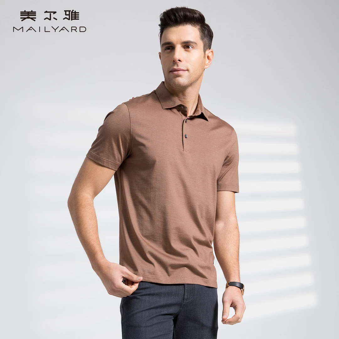 MAILYARD/美尔雅桑蚕丝商务休闲男士夏季翻领短袖t恤 polo衫 620