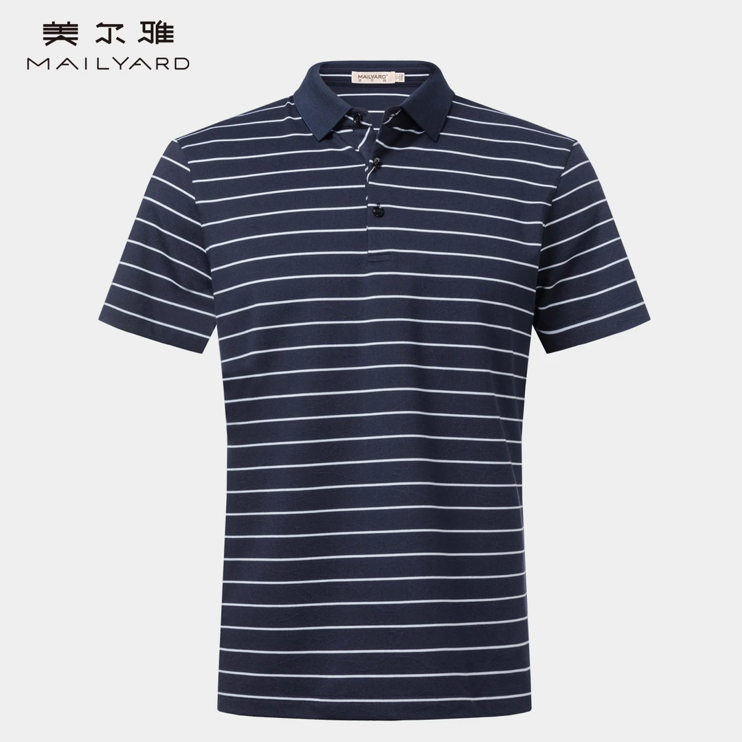 MAILYARD/美尔雅短袖T恤桑蚕丝商务休闲男士夏条纹polo衫819
