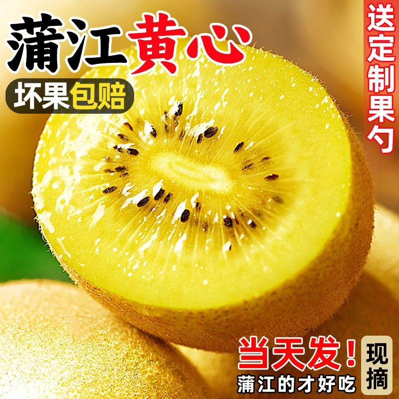 四川蒲江营养黄心猕猴桃90-110g奇异果弥猴桃弥核鲜整箱香甜水果