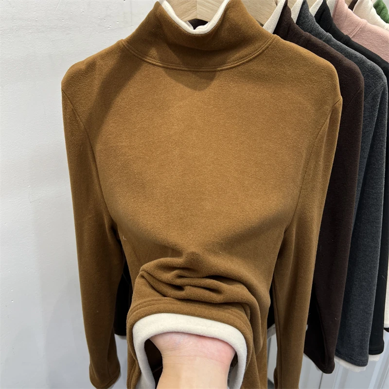 秋冬新款慵懒风休闲打底上衣撞色假两件长袖T恤女保暖外穿百搭女