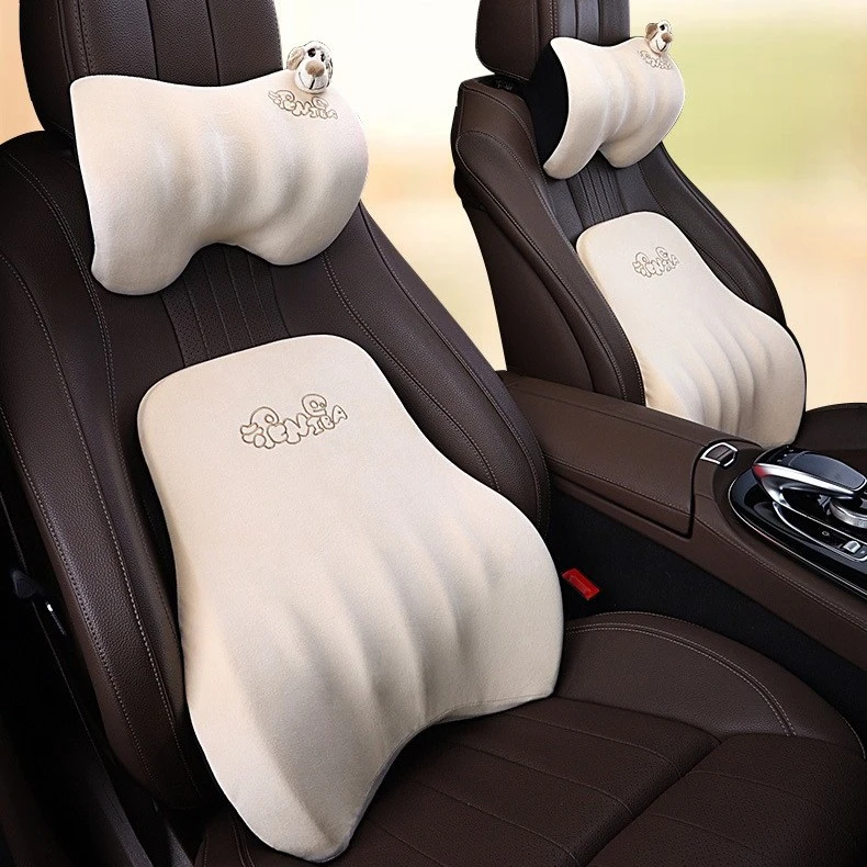 汽车头枕护颈枕腰靠网红乳胶记忆棉可爱卡通泥巴狗车用专用腰靠垫