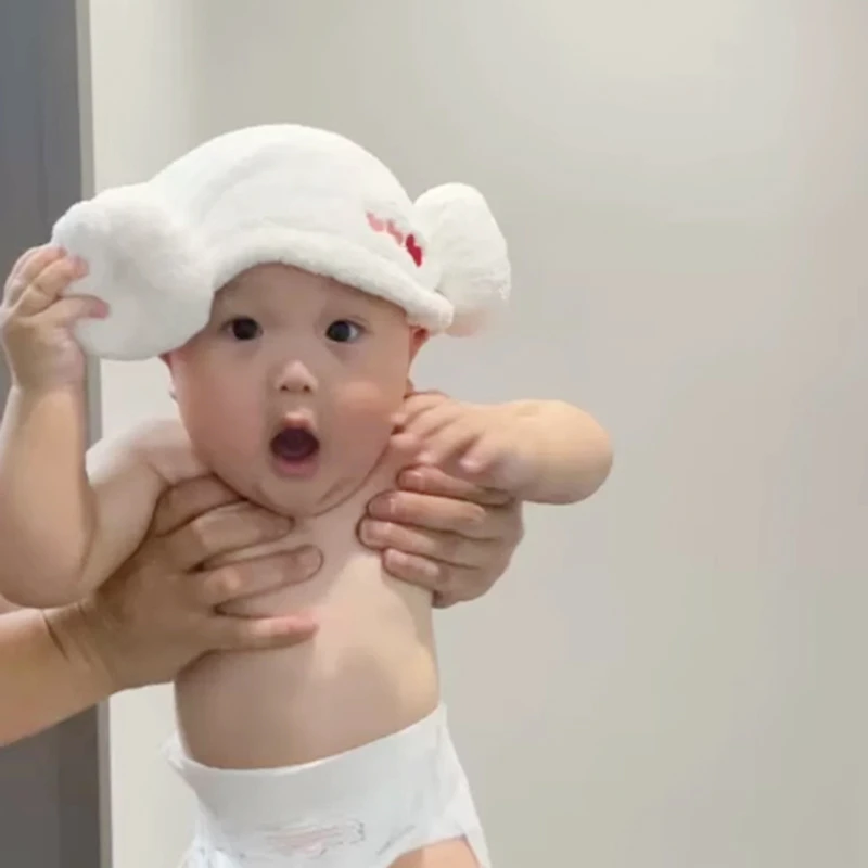 2024年新款羊角干发帽儿童婴儿宝宝吸水a类男女童加厚洗头小月龄