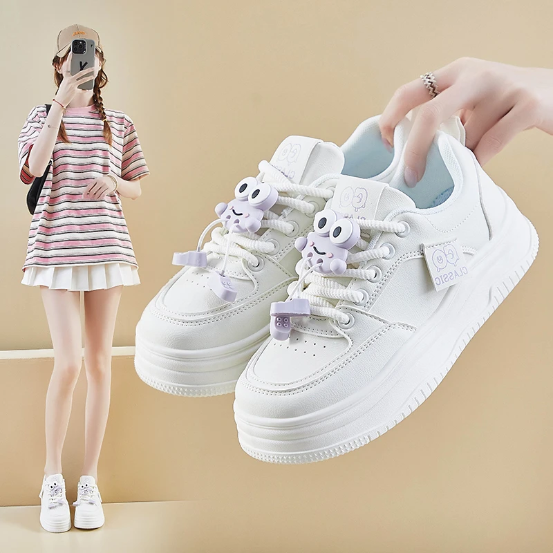 2024夏款潮流小白鞋韩版ins女学生增高透气运动板鞋休闲