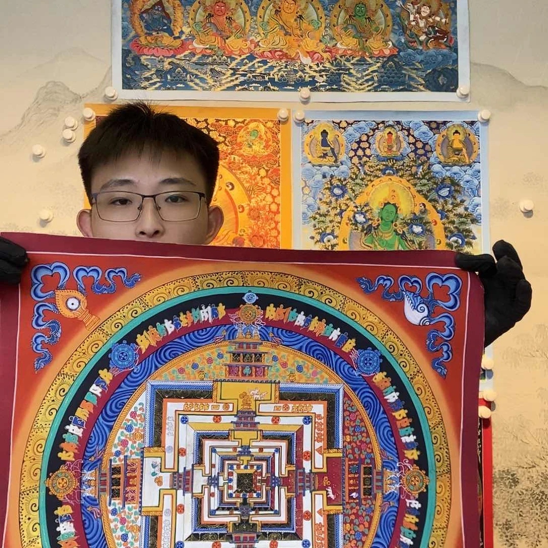 卷轴画纯手绘时轮金刚坛城唐卡