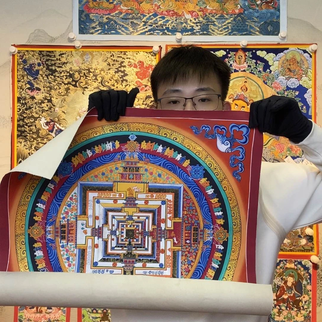 卷轴画纯手绘时轮金刚唐城唐卡