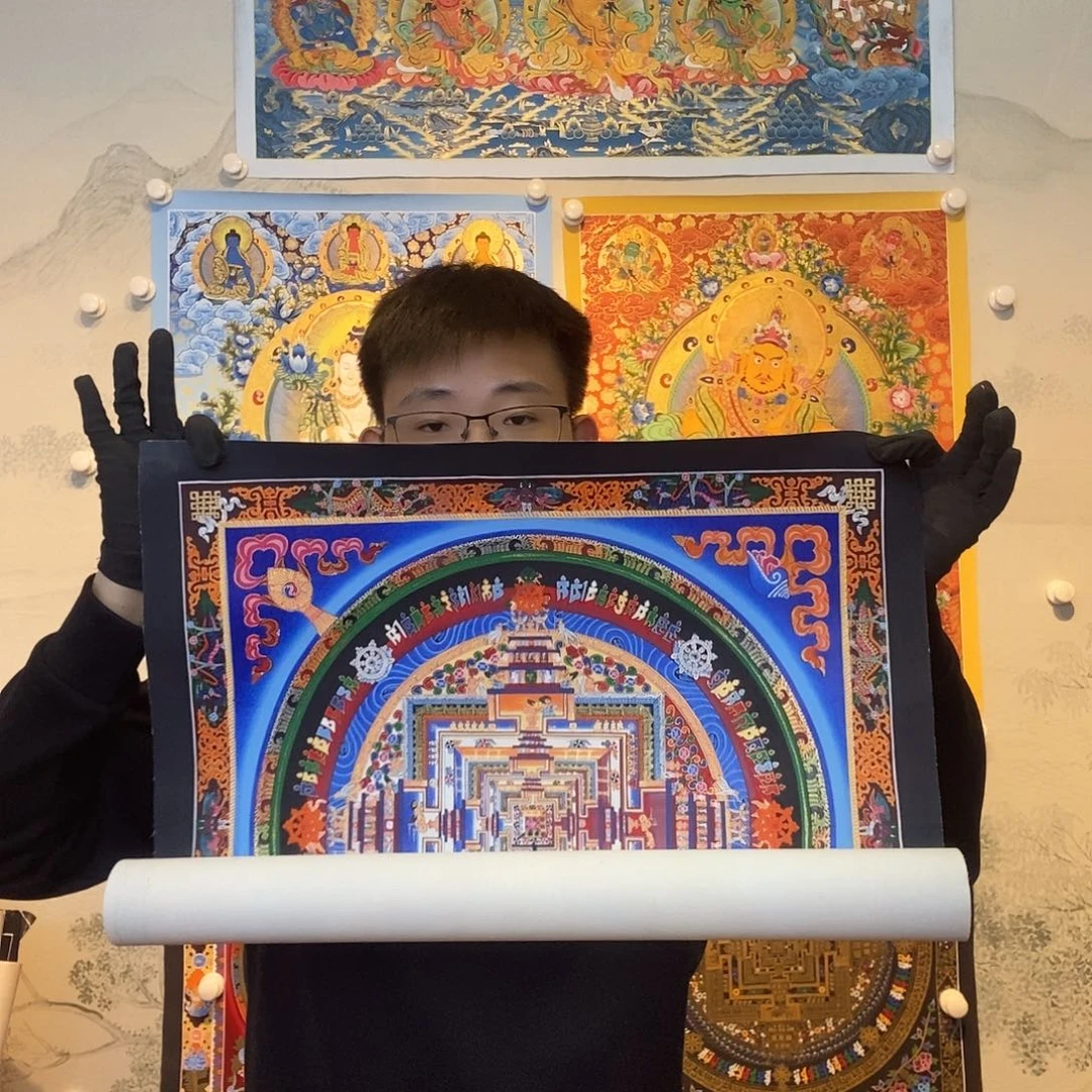 卷轴画纯手绘时轮金刚坛城唐卡