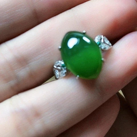 和田玉戒指银S925镶嵌