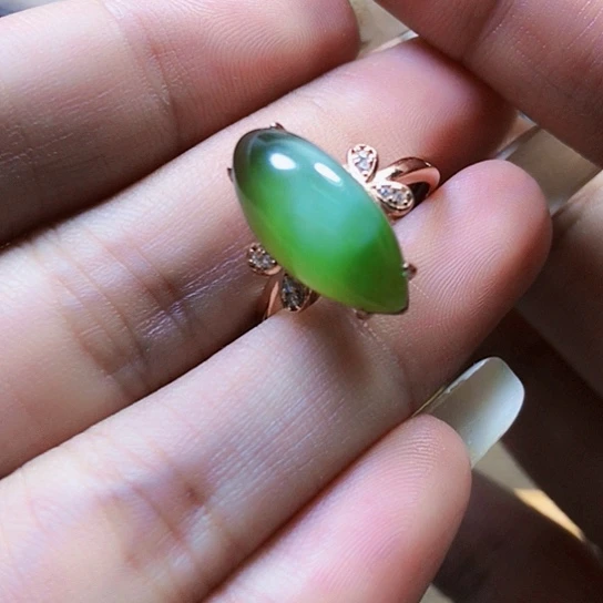 和田玉戒指银S925镶嵌