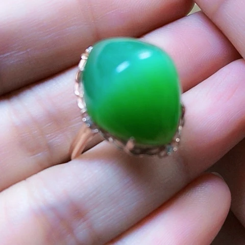 和田玉戒指银S925镶嵌