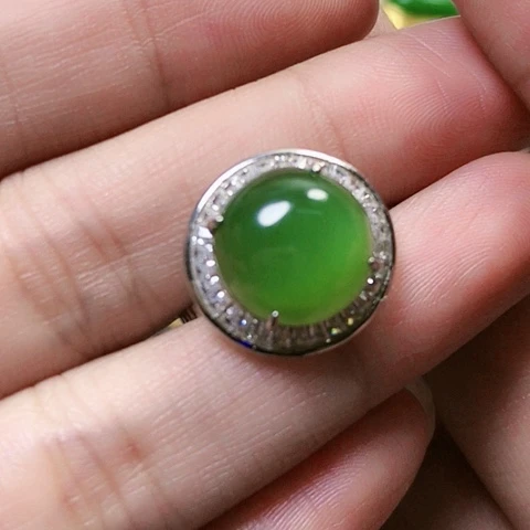 和田玉戒指银S925镶嵌