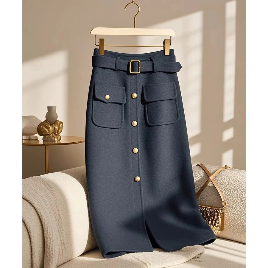 2024秋冬季新款爆款高级感独特超好看垂坠感气质高腰半身裙女通勤