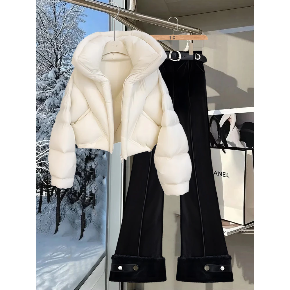 秋冬搭配一整套韩系穿搭高级感套装女减龄面包棉服外套裤子两件套