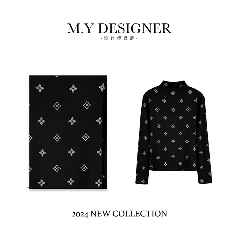 M.Y媛总 时尚高级重工烫钻半高领显瘦上衣301516