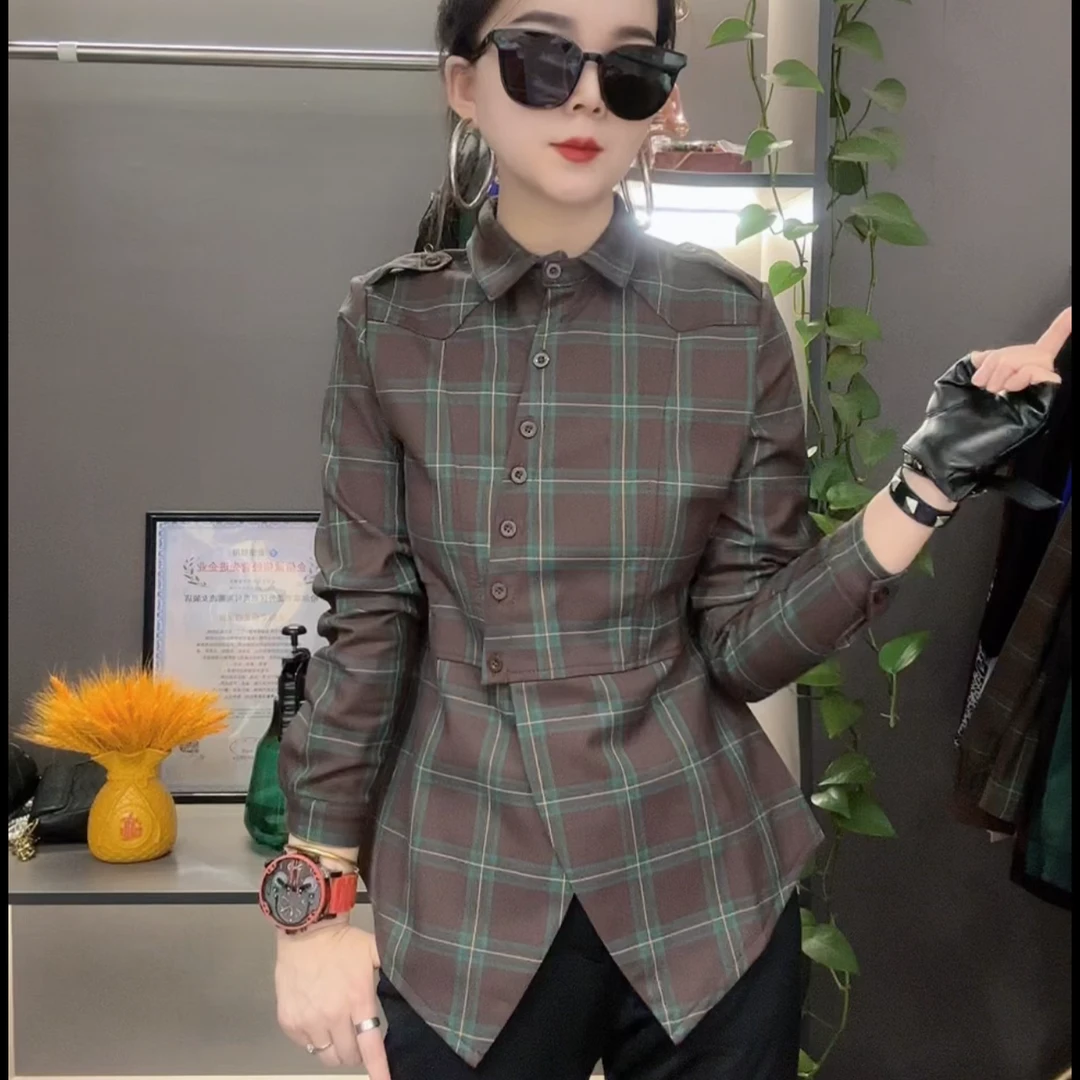 加绒保暖K5170新款女款衬衫百搭翻领时尚显瘦气质休闲长袖衬衣