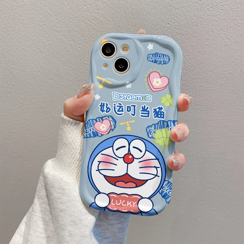 叮当猫曲边纹苹果15全包手机壳（华为oppo小米vivo）mate60硅胶